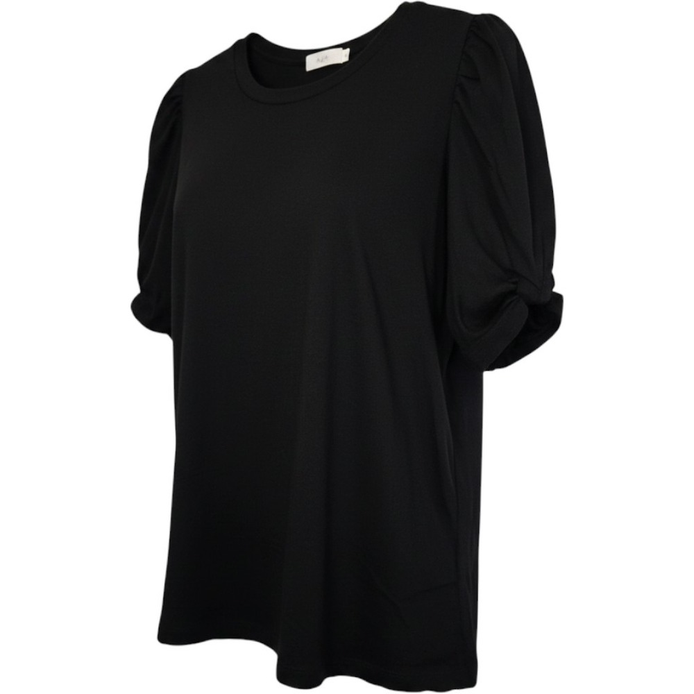 ALC Black Organic Cotton Puff Sleeve T-Shirt Crew Neck Top 8KTOP00313 L